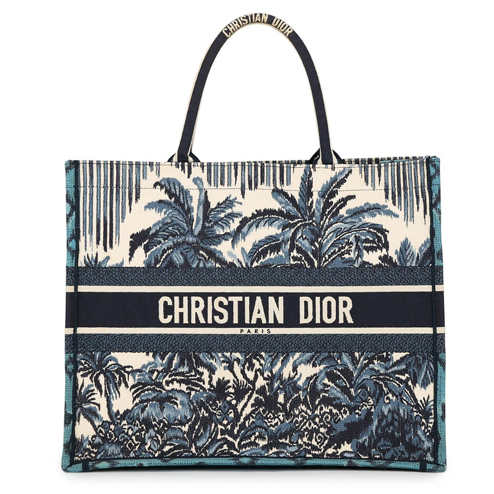 Christian Dior Tote Bag Palms Book Canvas Christian